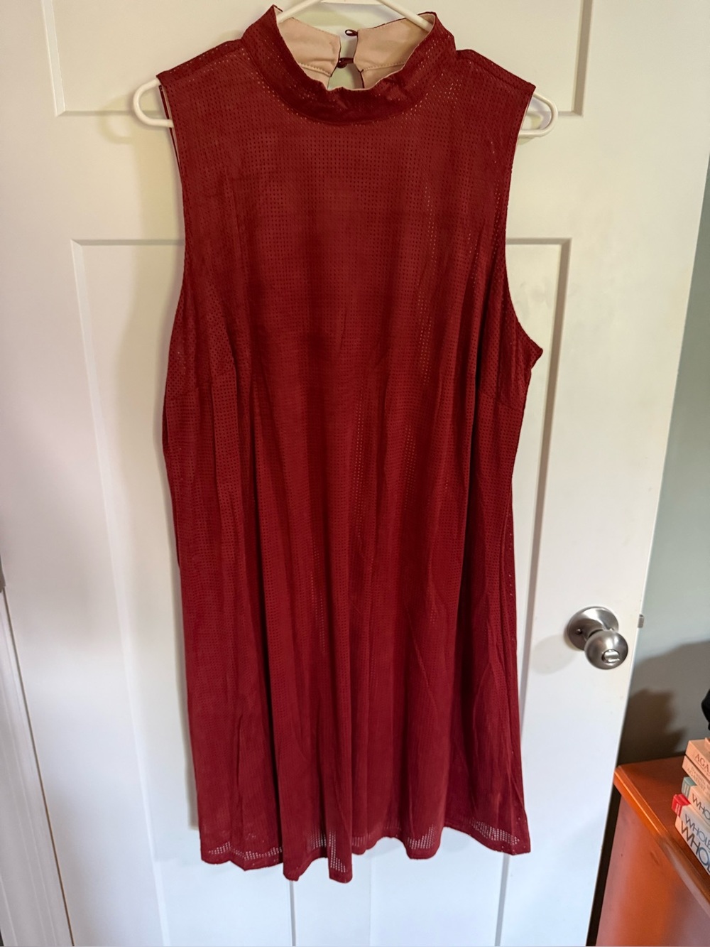 Sleeveless High Neck rusty orange Mini Dress